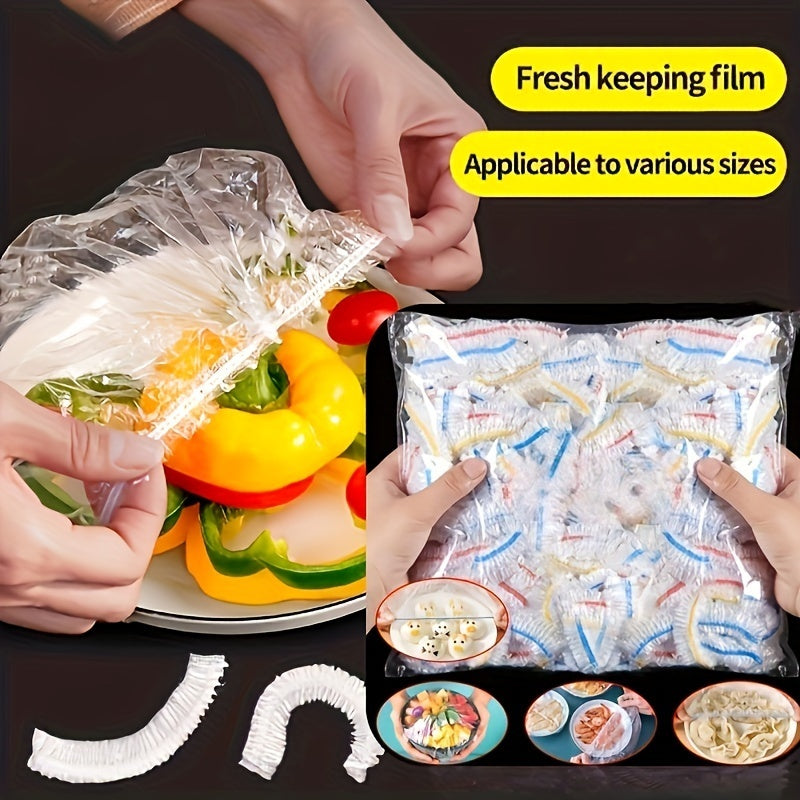 400pcs of oversized food grade plastic cling film cover- stretchable and reusable elastic food cover| transparent bowl and plate cover| odorless kitchen film, suitable for barbecue, restaurants, household use, as well as Halloween, Saint Nicho, Party