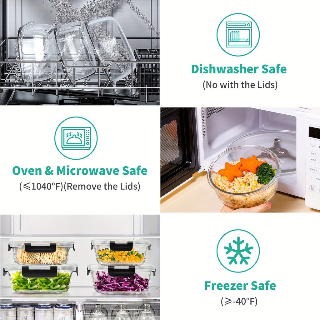 A 34pcs Collection of Glass Food Storage Containers Complete with Lids, Featuring Airtight Meal Prep Options (17 Containers And 17 Lids), Designed to Be Leak-Proof, Bpa-Free, And Safe for Use in The Microwave, Oven, Freezer, And Dishwasher