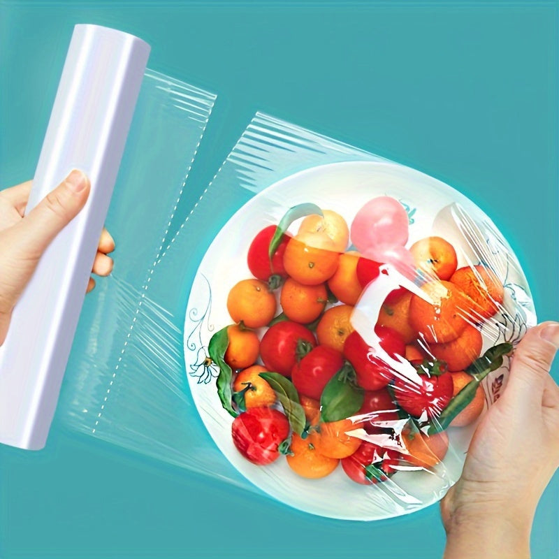 Easy-Tear Plastic Wrap - No-Cut Food-Safe Cling Film for Microwave & Refrigerator Use, Kitchen Fresh-Keeping Seal Wrap
