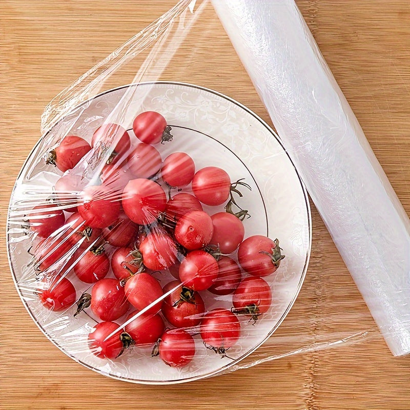 Easy-Tear Plastic Wrap - No-Cut Food-Safe Cling Film for Microwave & Refrigerator Use, Kitchen Fresh-Keeping Seal Wrap