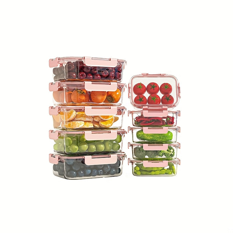 Set of 21pcs (10 Containers + 10 Lids + 1 Dishcloth) for Preparing Christmas Meals, Featuring Food Storage Containers with Snap-Lock Lids. These Sealed Lunch Containers Are Suitable for Microwave, Oven, Refrigerator, And Dishwasher Use
