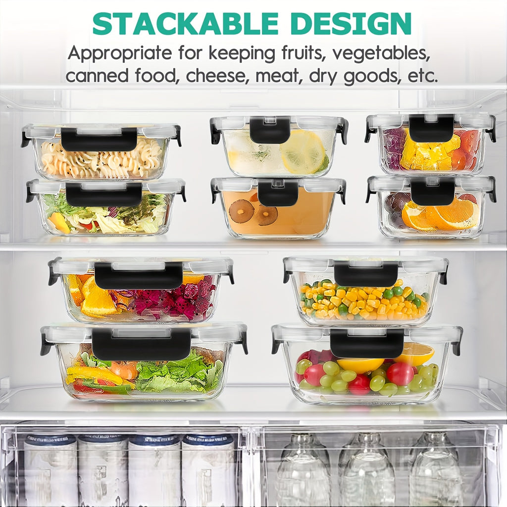 A 34pcs Collection of Glass Food Storage Containers Complete with Lids, Featuring Airtight Meal Prep Options (17 Containers And 17 Lids), Designed to Be Leak-Proof, Bpa-Free, And Safe for Use in The Microwave, Oven, Freezer, And Dishwasher
