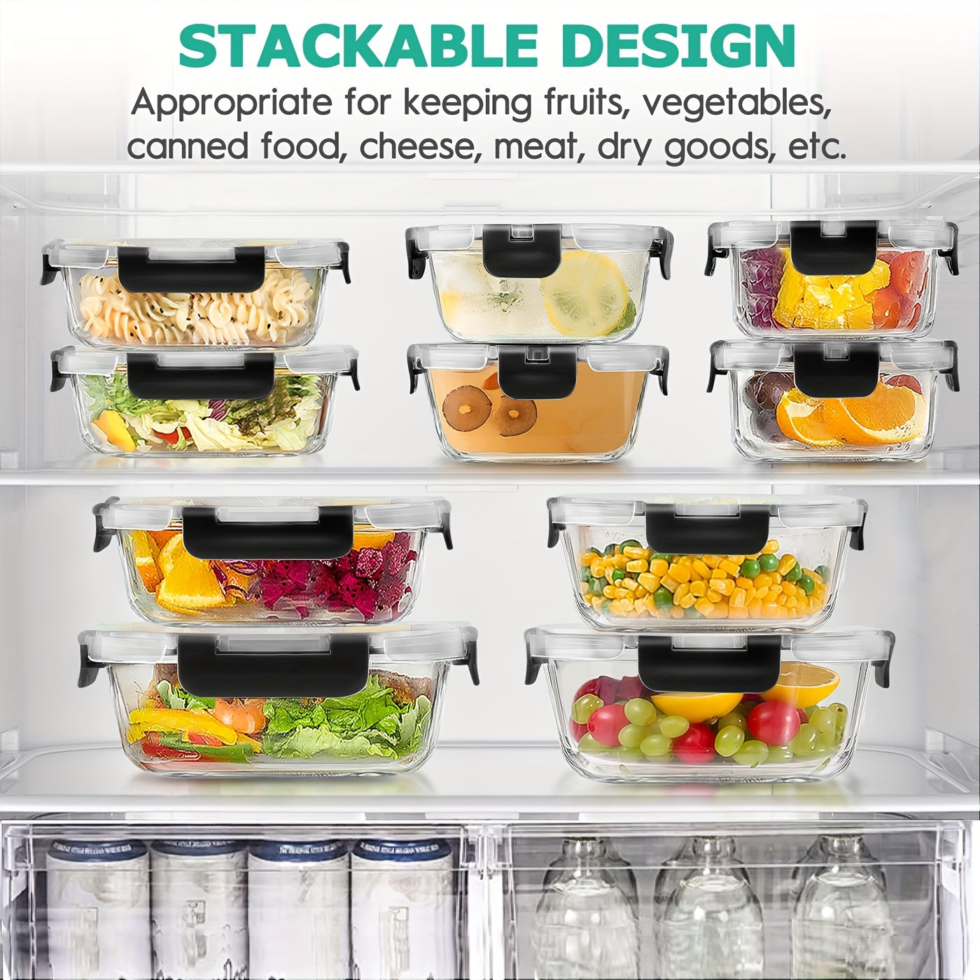 A 34pcs Collection of Glass Food Storage Containers Complete with Lids, Featuring Airtight Meal Prep Options (17 Containers And 17 Lids), Designed to Be Leak-Proof, Bpa-Free, And Safe for Use in The Microwave, Oven, Freezer, And Dishwasher