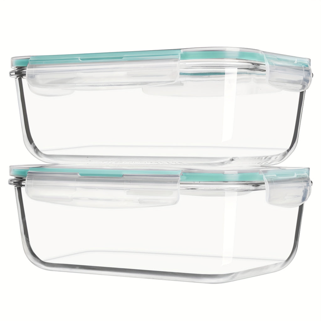 2Pack 1860ml\u002F 63oz Large Glass Storage Containers With Lids, Baking Container With Snap Airtight Lids For Microwave, Oven, Meal Prep Food Container Set, Leak Proof, For Freezer, Dishwasher
