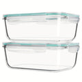 2Pack 1860ml\u002F 63oz Large Glass Storage Containers With Lids, Baking Container With Snap Airtight Lids For Microwave, Oven, Meal Prep Food Container Set, Leak Proof, For Freezer, Dishwasher