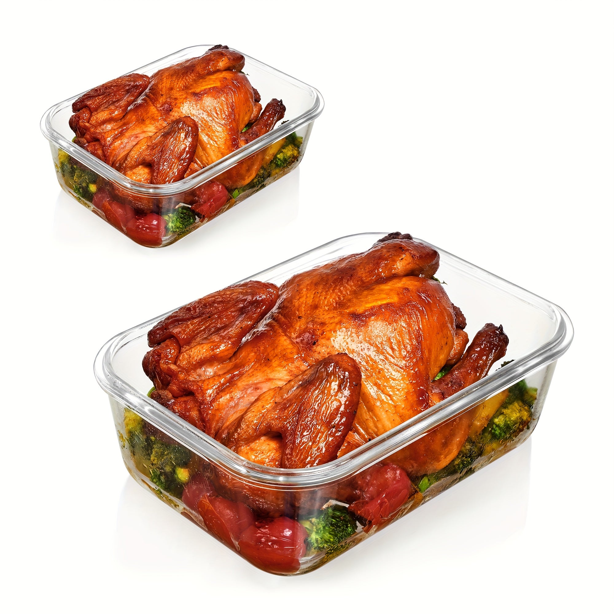 2Pack 1860ml\u002F 63oz Large Glass Storage Containers With Lids, Baking Container With Snap Airtight Lids For Microwave, Oven, Meal Prep Food Container Set, Leak Proof, For Freezer, Dishwasher