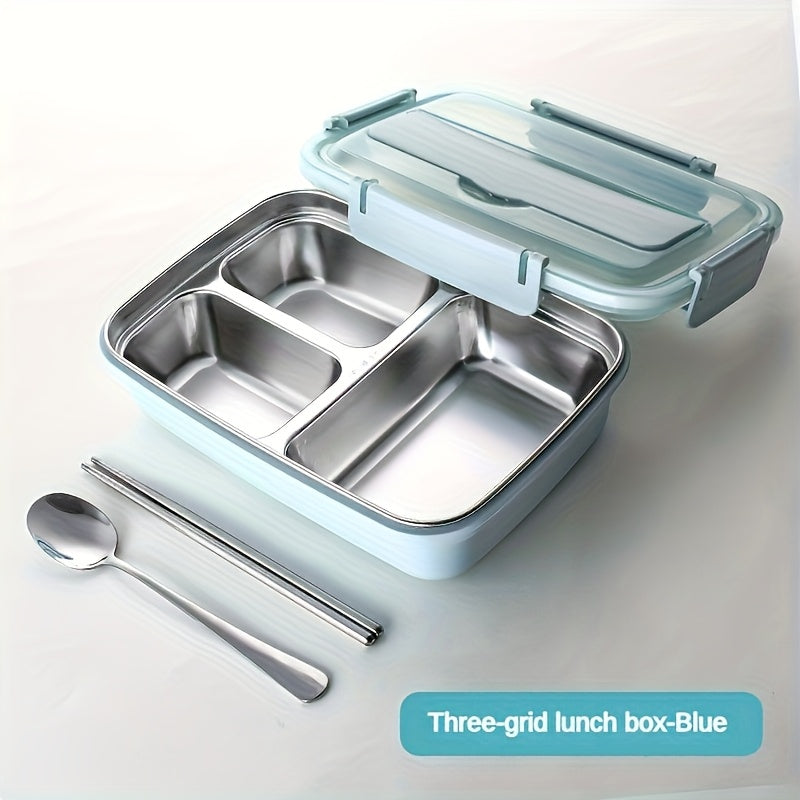 Stainless Steel Lunch Storage Container with Three Sections, Complete with Utensils And a Leak-Proof Design, Perfect for Adults on The Go, Whether at Work Or Traveling. A Great Durable Gift Option for Christmas