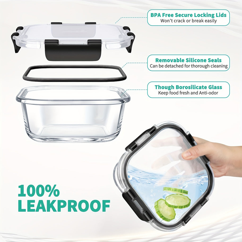 A 34pcs Collection of Glass Food Storage Containers Complete with Lids, Featuring Airtight Meal Prep Options (17 Containers And 17 Lids), Designed to Be Leak-Proof, Bpa-Free, And Safe for Use in The Microwave, Oven, Freezer, And Dishwasher