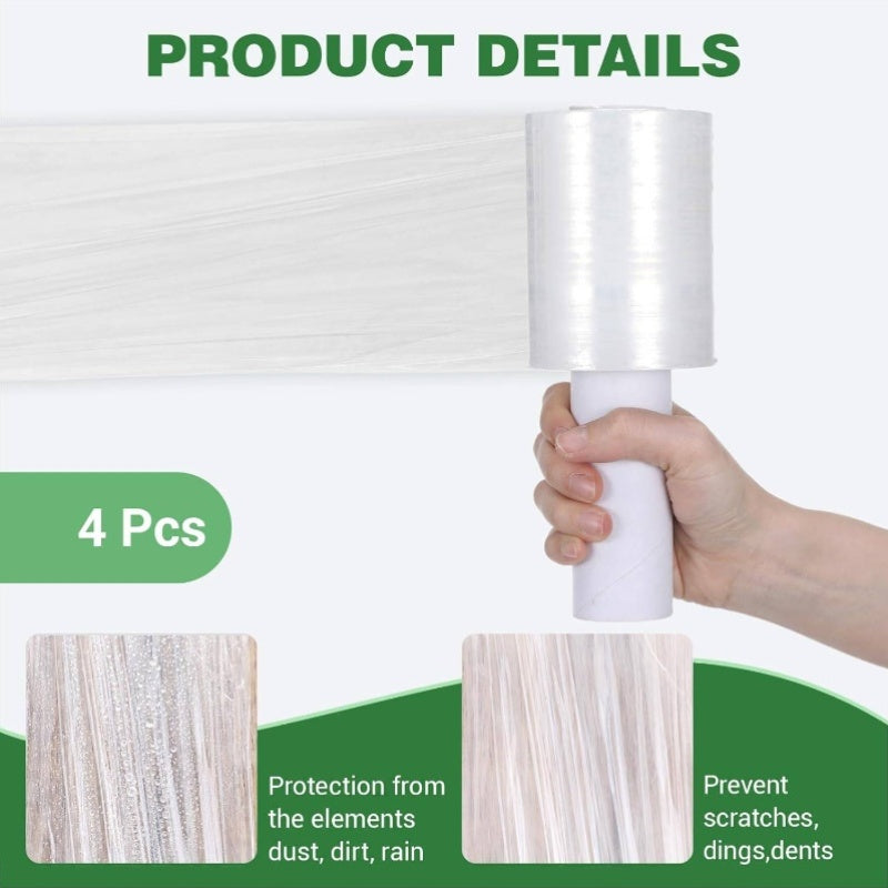 4pcs Heavy Duty Stretch Wrap Film with Handle - 492ft Total (4\