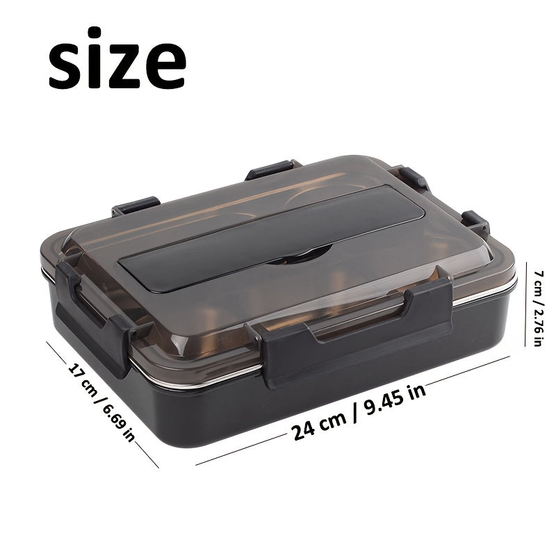 Stainless Steel Lunch Storage Container with Three Sections, Complete with Utensils And a Leak-Proof Design, Perfect for Adults on The Go, Whether at Work Or Traveling. A Great Durable Gift Option for Christmas