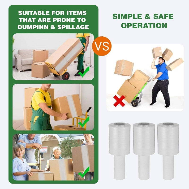 4pcs Heavy Duty Stretch Wrap Film with Handle - 492ft Total (4\