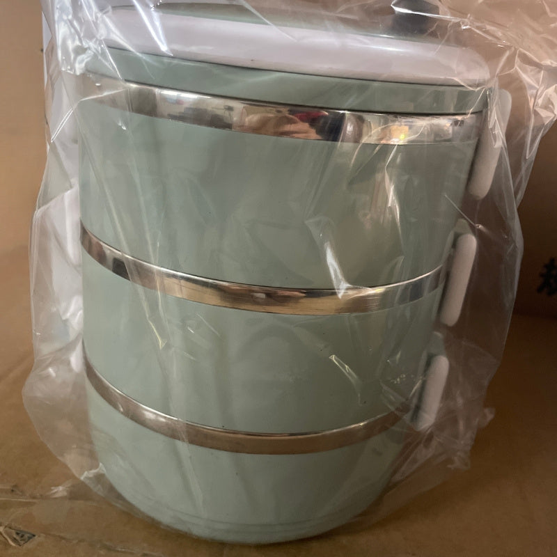 1 stainless steel lunch box set - 2\u002F 3-layer thermally insulated bento box with lid, hand washing, cylindrical, manual operation, storage container for office, school, camping, picnic kitchen