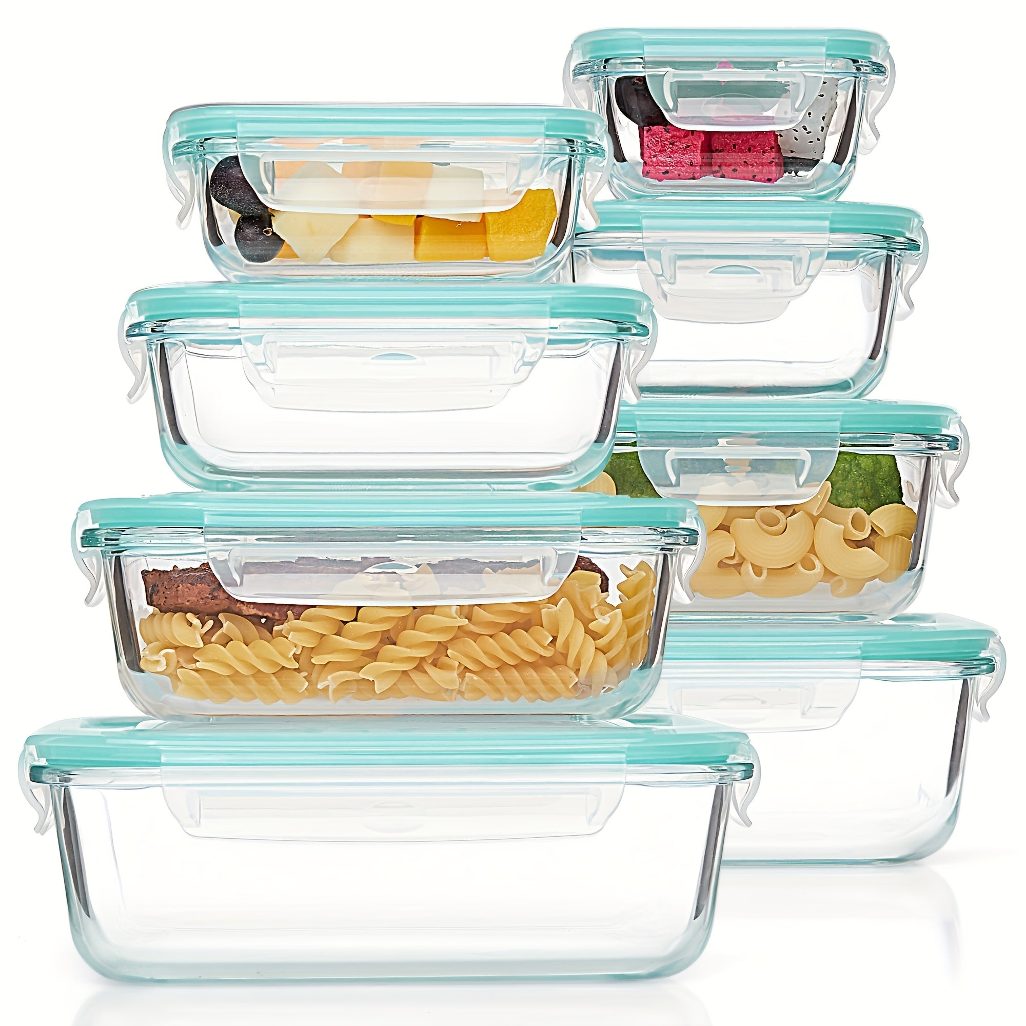 16pcs Sealed Glass Food Storage Containers, Lunch Boxes, Microwave Ovens, Ovens - Perfect For Salads, Fruits, Vegetables, And Sandwiches, Lunch Boxes | Sealed Storage | Durable Glass, Food Storage Containers (8 Lids+8 Containers)