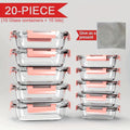 Stackable 20pcs Glass Food Container (10 Lids + 10 Containers) - Multi-purpose Meal Prep And Pantry. with Airtight Lids, Oven, Microwave, Refrigerator And Dishwasher Safe. Durable, Space-saving Design Improves Heating Efficiency And Organization.