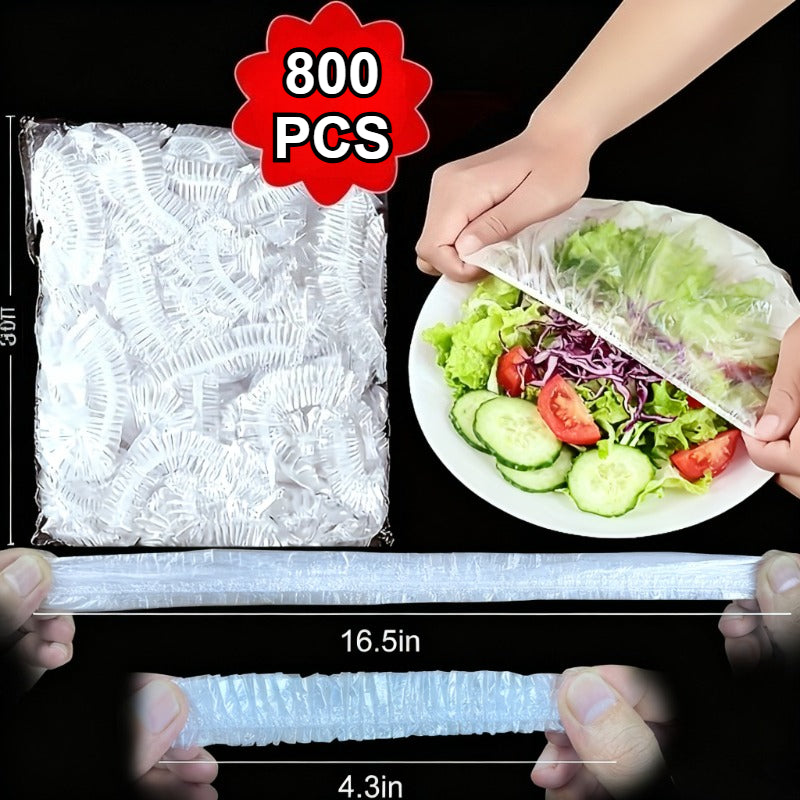 800-Pack Premium Reusable Food Covers | Thick Transparent Plastic with Elastic Seal | Airtight Freshness & Dust\u002FBacteria Blocking | For Bowls\u002FPlates\u002FContainers | Ideal for Fridge\u002FPantry Storage | Individually Packed Value Set