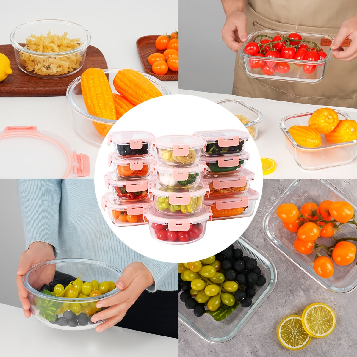 12pcs Thickened Storage Containers with Lids | Leak Proof Airtight Bento Boxes for Microwave, Oven, Freezer, and Dishwasher | Rectangular Shape, Clip-on Closure, Microwave Safe, Reusable by JIASLING