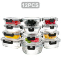 12pcs Thickened Storage Containers with Lids | Leak Proof Airtight Bento Boxes for Microwave, Oven, Freezer, and Dishwasher | Rectangular Shape, Clip-on Closure, Microwave Safe, Reusable by JIASLING