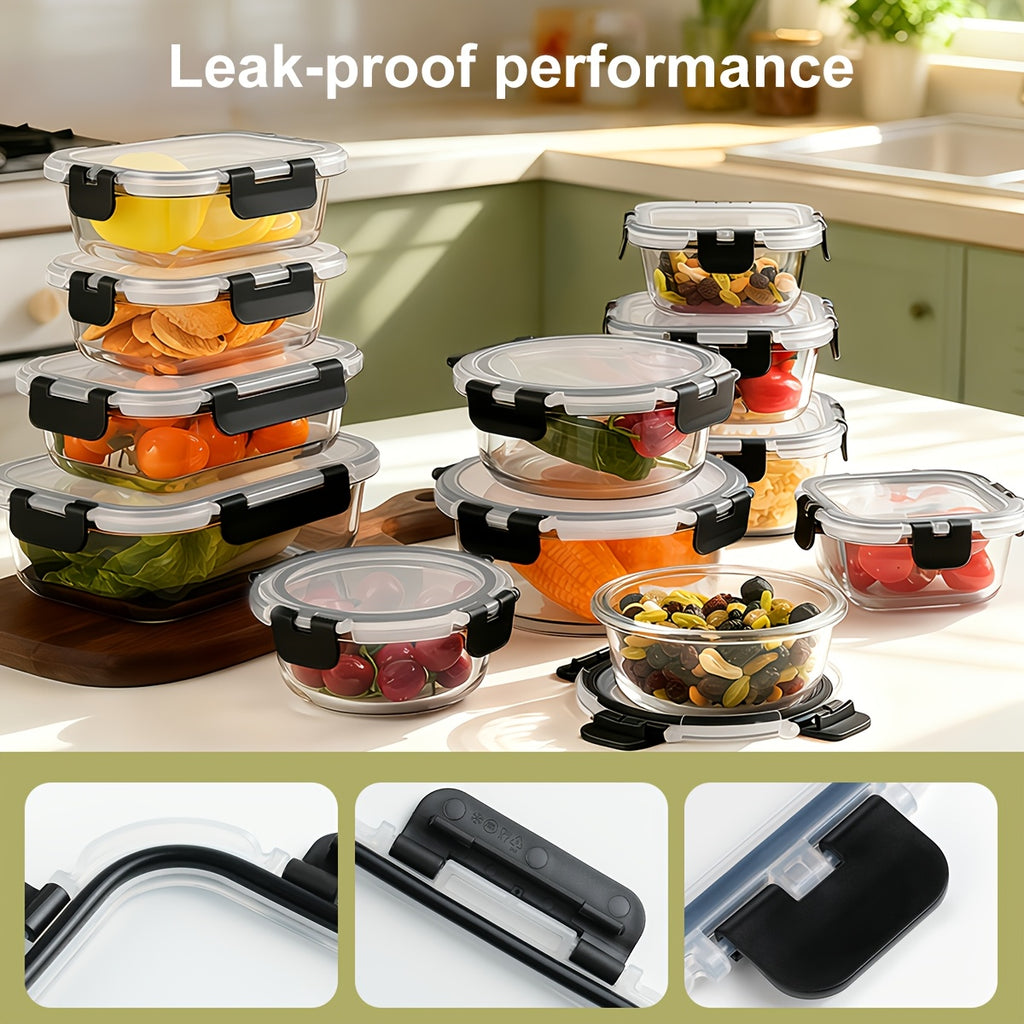 12pcs Thickened Storage Containers with Lids | Leak Proof Airtight Bento Boxes for Microwave, Oven, Freezer, and Dishwasher | Rectangular Shape, Clip-on Closure, Microwave Safe, Reusable by JIASLING