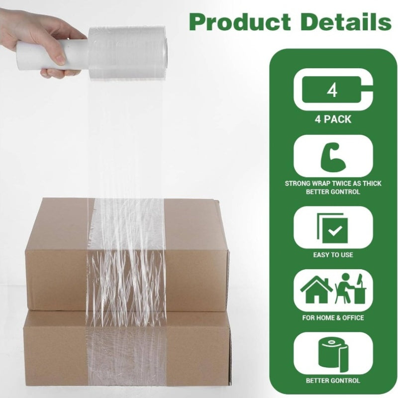 4pcs Heavy Duty Stretch Wrap Film with Handle - 492ft Total (4\