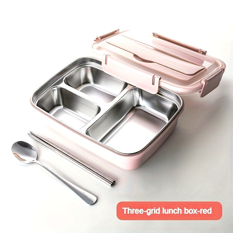 Stainless Steel Lunch Storage Container with Three Sections, Complete with Utensils And a Leak-Proof Design, Perfect for Adults on The Go, Whether at Work Or Traveling. A Great Durable Gift Option for Christmas