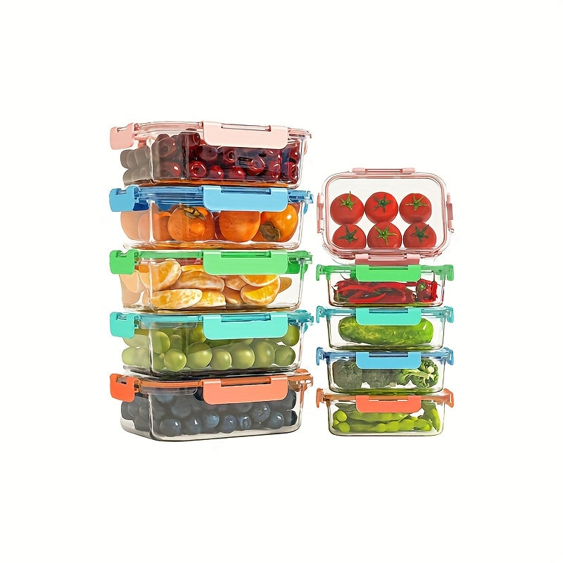 Set of 21pcs (10 Containers + 10 Lids + 1 Dishcloth) for Preparing Christmas Meals, Featuring Food Storage Containers with Snap-Lock Lids. These Sealed Lunch Containers Are Suitable for Microwave, Oven, Refrigerator, And Dishwasher Use