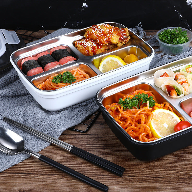 Stainless Steel Lunch Storage Container with Three Sections, Complete with Utensils And a Leak-Proof Design, Perfect for Adults on The Go, Whether at Work Or Traveling. A Great Durable Gift Option for Christmas