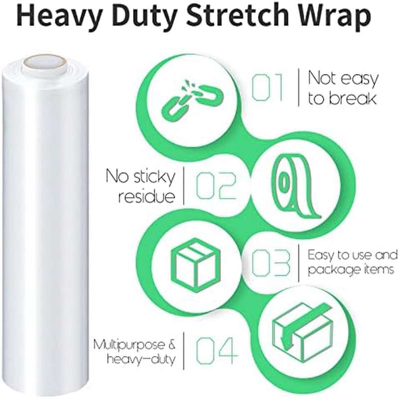 Stretch Film, Stretch Wrap with Handles Industrial Strength, Moving Wrapping Plastic Roll, Shrink Wrap for Pallet Wrap, 15 x 1000 Feet, 3 Pack, 60 Gauge