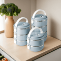 Set of Lunch Boxes Made of Stainless Steel - Class 1 Insulated Bento Container with a Lid, Designed for Hand Washing, Cylindrical Shape, Manually Operated, Ideal for Use at The Office, School, Camping, Picnics, Or in a Kitchen Locker (47.34oz)
