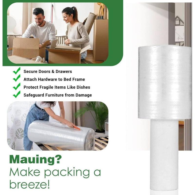 4pcs Heavy Duty Stretch Wrap Film with Handle - 492ft Total (4\