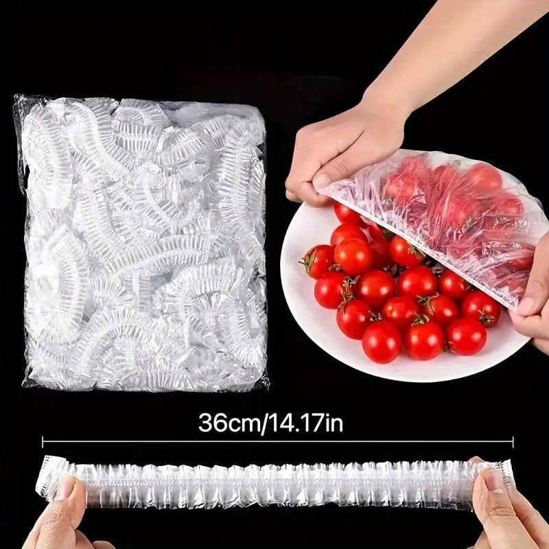 400pcs of oversized food grade plastic cling film cover- stretchable and reusable elastic food cover| transparent bowl and plate cover| odorless kitchen film, suitable for barbecue, restaurants, household use, as well as Halloween, Saint Nicho, Party