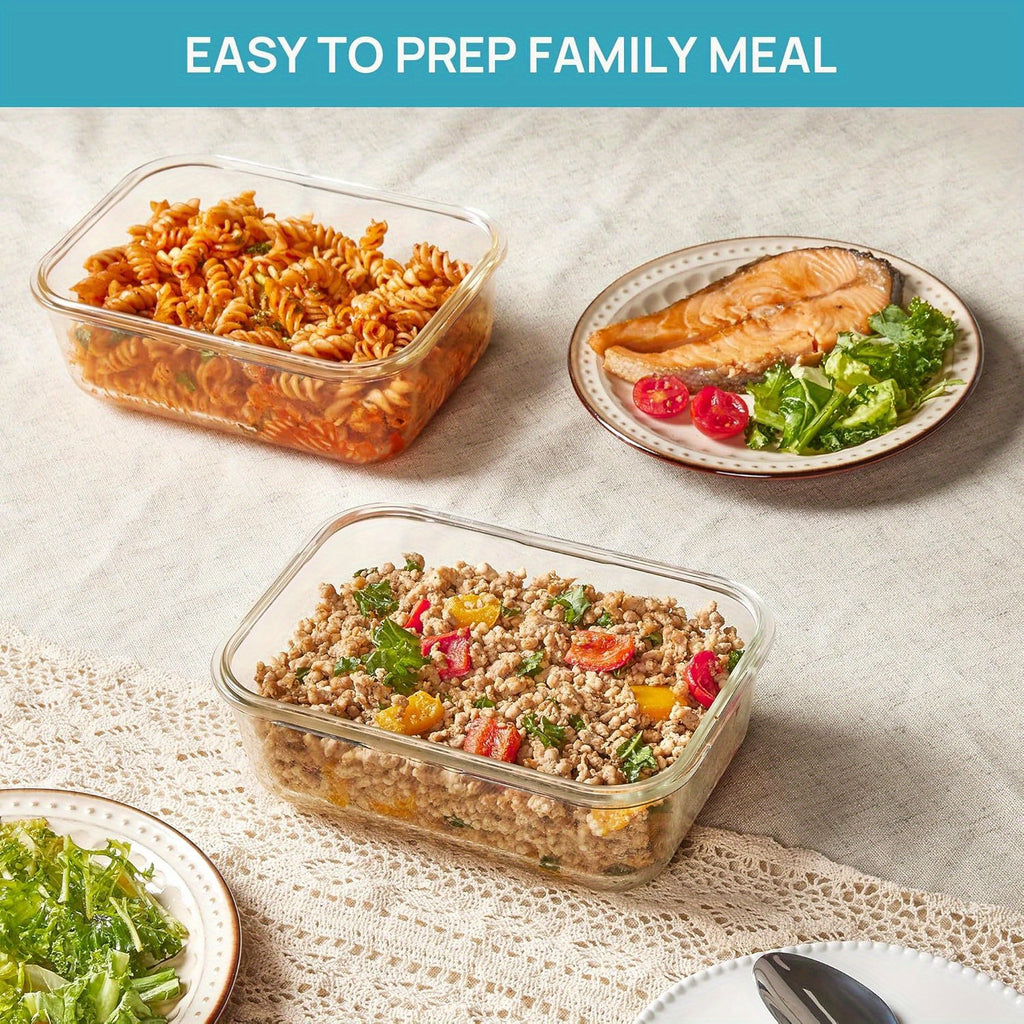 2Pack 1860ml\u002F 63oz Large Glass Storage Containers With Lids, Baking Container With Snap Airtight Lids For Microwave, Oven, Meal Prep Food Container Set, Leak Proof, For Freezer, Dishwasher