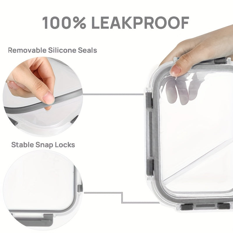 Set of 21pcs (10 Containers + 10 Lids + 1 Dishcloth) for Preparing Christmas Meals, Featuring Food Storage Containers with Snap-Lock Lids. These Sealed Lunch Containers Are Suitable for Microwave, Oven, Refrigerator, And Dishwasher Use