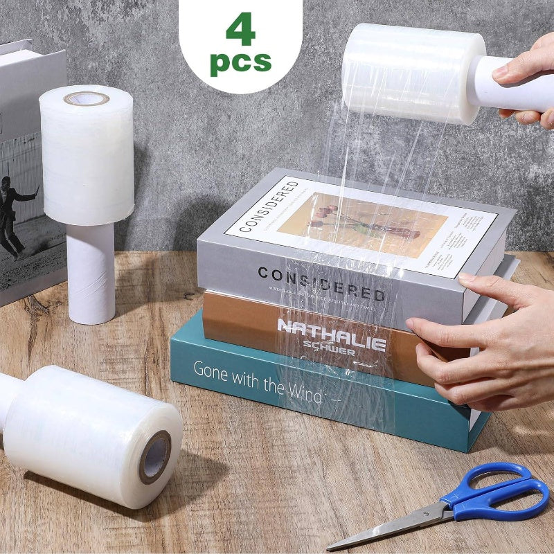 4pcs Heavy Duty Stretch Wrap Film with Handle - 492ft Total (4\