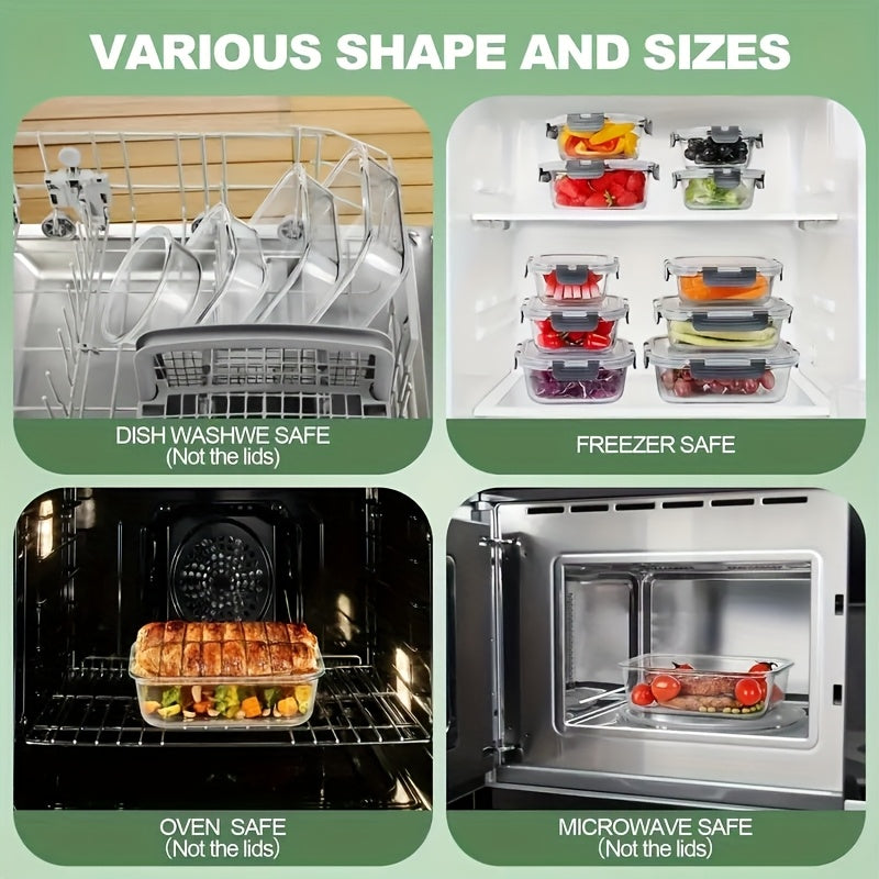12pcs Thickened Storage Containers with Lids | Leak Proof Airtight Bento Boxes for Microwave, Oven, Freezer, and Dishwasher | Rectangular Shape, Clip-on Closure, Microwave Safe, Reusable by JIASLING