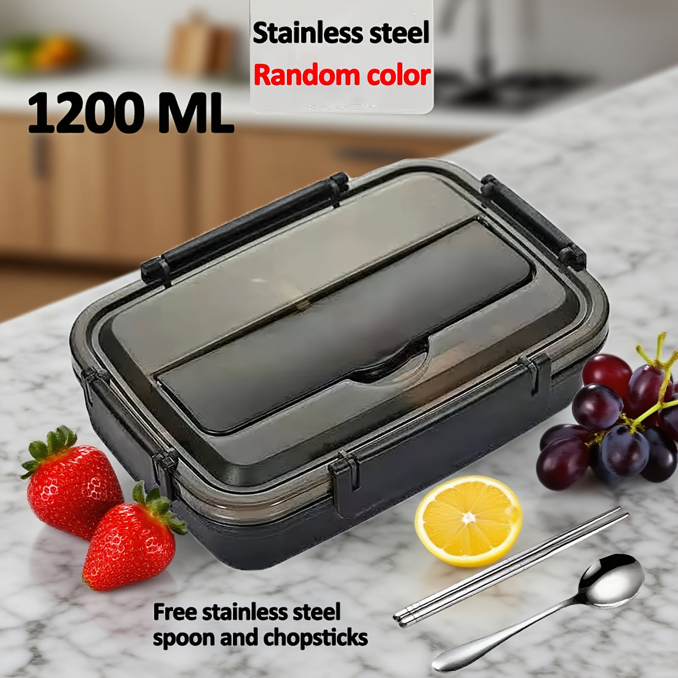 Stainless Steel Lunch Storage Container with Three Sections, Complete with Utensils And a Leak-Proof Design, Perfect for Adults on The Go, Whether at Work Or Traveling. A Great Durable Gift Option for Christmas